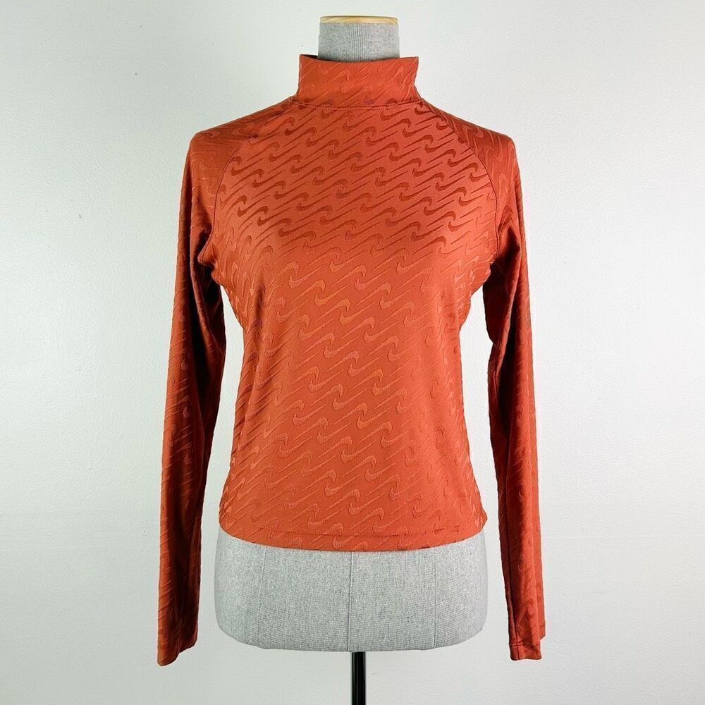 Nike Icon Shirt Long Sleeve Clash Mock Neck Burnt Orange Women's Medium